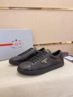 Men's Classic Black Leather Sneakers with White Sole - Lightweight Cushion Air Sole Casual Shoes for Everyday Wear