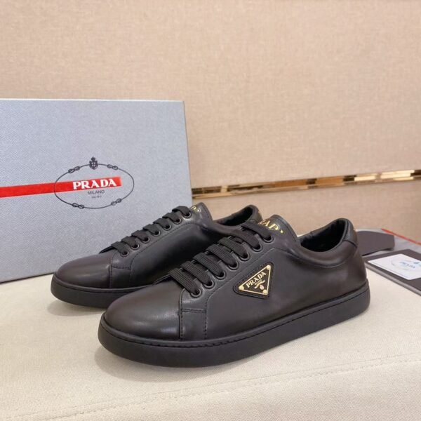 Men's Classic Black Leather Sneakers with White Sole - Lightweight Cushion Air Sole Casual Shoes for Everyday Wear