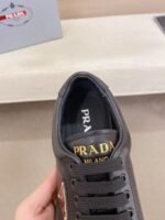 Men's Classic Black Leather Sneakers with White Sole - Lightweight Cushion Air Sole Casual Shoes for Everyday Wear