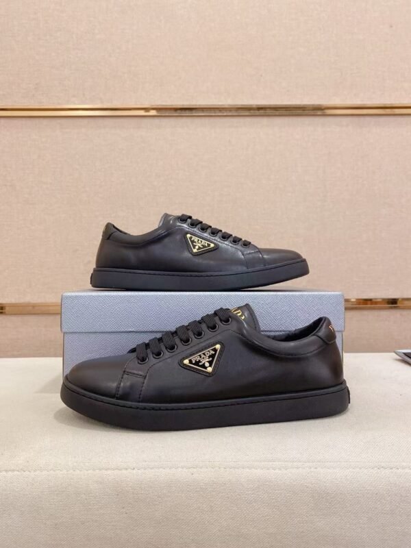 Men's Classic Black Leather Sneakers with White Sole - Lightweight Cushion Air Sole Casual Shoes for Everyday Wear