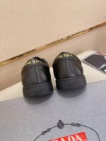 Men's Classic Black Leather Sneakers with White Sole - Lightweight Cushion Air Sole Casual Shoes for Everyday Wear