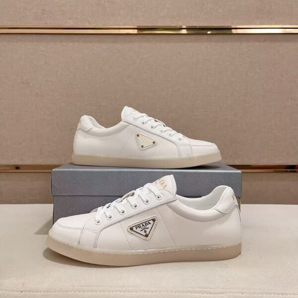 Men's Classic White Leather Sneakers - Minimalist Low-Top Casual Dress Shoes with Air Cushion Rubber Sole
