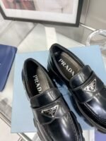 Unisex Black Patent Leather Chunky Platform Loafers – Classic Slip-On Lug Sole Shoes