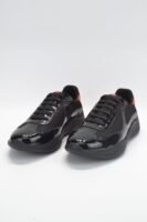 Unisex Lightweight Breathable Mesh Sneakers - Black Patent Leather Low Top Casual Running Shoes