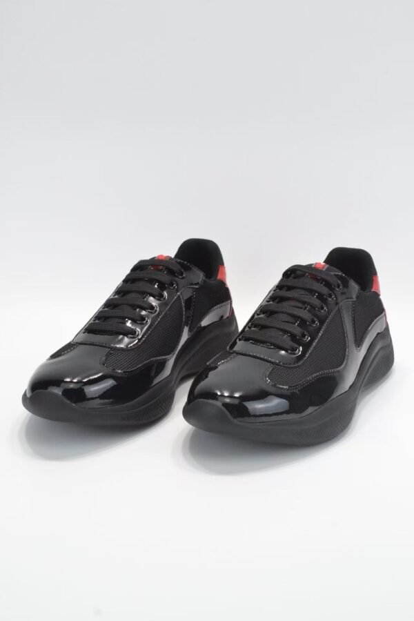 Unisex Lightweight Breathable Mesh Sneakers - Black Patent Leather Low Top Casual Running Shoes