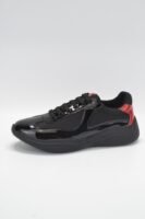 Unisex Lightweight Breathable Mesh Sneakers - Black Patent Leather Low Top Casual Running Shoes
