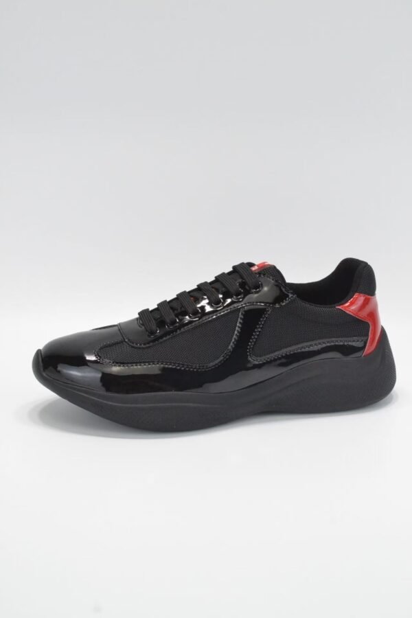 Unisex Lightweight Breathable Mesh Sneakers - Black Patent Leather Low Top Casual Running Shoes