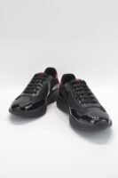 Unisex Lightweight Breathable Mesh Sneakers - Black Patent Leather Low Top Casual Running Shoes
