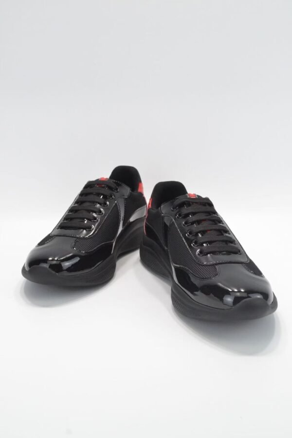 Unisex Lightweight Breathable Mesh Sneakers - Black Patent Leather Low Top Casual Running Shoes