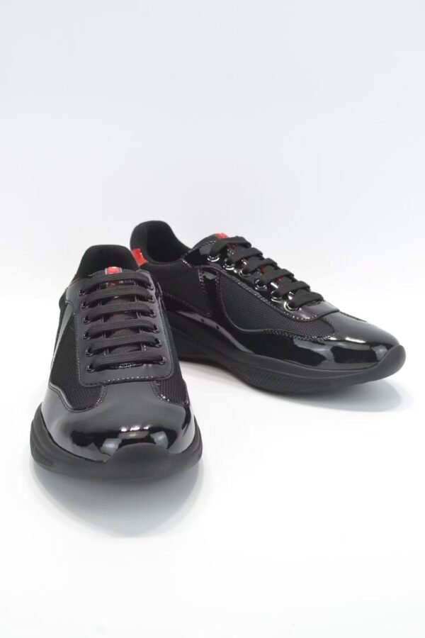 Unisex Lightweight Breathable Mesh Sneakers - Black Patent Leather Low Top Casual Running Shoes