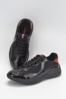 Unisex Lightweight Breathable Mesh Sneakers - Black Patent Leather Low Top Casual Running Shoes