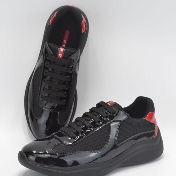 Unisex Lightweight Breathable Mesh Sneakers - Black Patent Leather Low Top Casual Running Shoes
