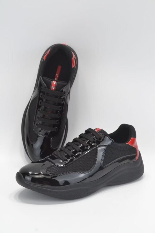 Unisex Lightweight Breathable Mesh Sneakers - Black Patent Leather Low Top Casual Running Shoes