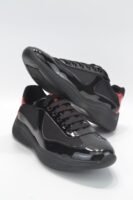 Unisex Lightweight Breathable Mesh Sneakers - Black Patent Leather Low Top Casual Running Shoes