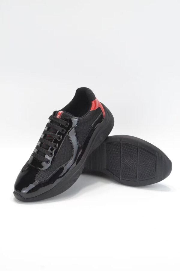 Unisex Lightweight Breathable Mesh Sneakers - Black Patent Leather Low Top Casual Running Shoes