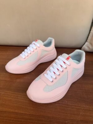 Unisex Pink Breathable Mesh Sneakers - Lightweight Leather Stitching Casual Walking Shoes for Men & Women