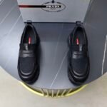 Men's Leather & Breathable Mesh Loafer Hybrid Sneakers - Chunky Platform Streetwear Slip-On Walking Shoes