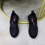 Men's Leather & Breathable Mesh Loafer Hybrid Sneakers - Chunky Platform Streetwear Slip-On Walking Shoes