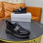 Men's Leather & Breathable Mesh Loafer Hybrid Sneakers - Chunky Platform Streetwear Slip-On Walking Shoes