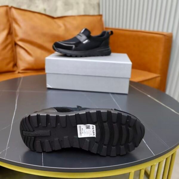 Men's Leather & Breathable Mesh Loafer Hybrid Sneakers - Chunky Platform Streetwear Slip-On Walking Shoes
