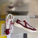 Burgundy Patent Leather & Mesh Low-Top Sneakers – Retro Chunky Platform Walking Shoes for Men & Women