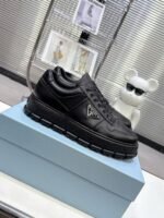 Unisex Black Chunky Platform Sneakers – Lightweight Leather Casual Shoes for Men & Women