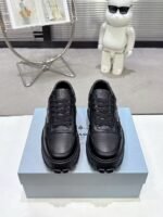 Unisex Black Chunky Platform Sneakers – Lightweight Leather Casual Shoes for Men & Women