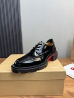 Men's Chunky Lug Sole Derby Shoes – Shiny Leather Platform Dress Shoes with Red Accent Bottom