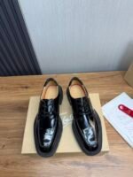 Men's Chunky Lug Sole Derby Shoes – Shiny Leather Platform Dress Shoes with Red Accent Bottom