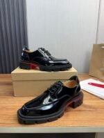 Men's Chunky Lug Sole Derby Shoes – Shiny Leather Platform Dress Shoes with Red Accent Bottom