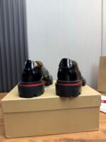 Men's Chunky Lug Sole Derby Shoes – Shiny Leather Platform Dress Shoes with Red Accent Bottom