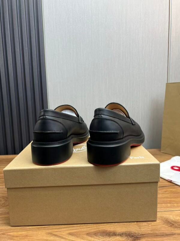 Elegant Men's Black Leather Loafers – Thick Bottom Slip-On Dress Shoes