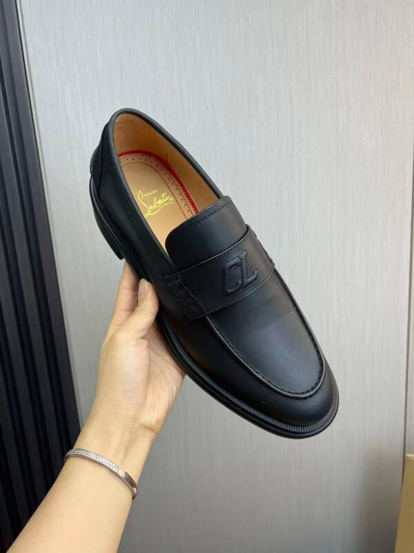 Elegant Men's Black Leather Loafers – Thick Bottom Slip-On Dress Shoes