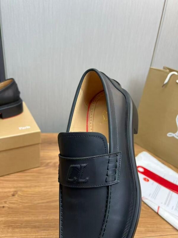 Elegant Men's Black Leather Loafers – Thick Bottom Slip-On Dress Shoes