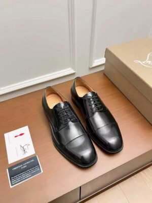 Men’s Black Leather Cap Toe Oxford Shoes – Polished Formal Dress Shoes for Business & Weddings