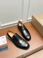 Men’s Black Leather Cap Toe Oxford Shoes – Polished Formal Dress Shoes for Business & Weddings