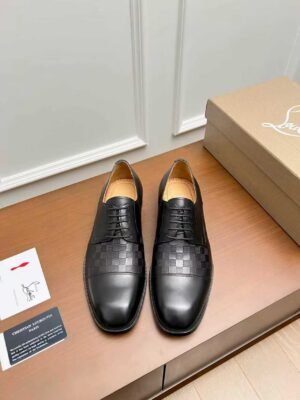 Men's Black Red Bottom Derby Shoes - Patent Leather Splice Studded Loafers Luxury Dress Shoes