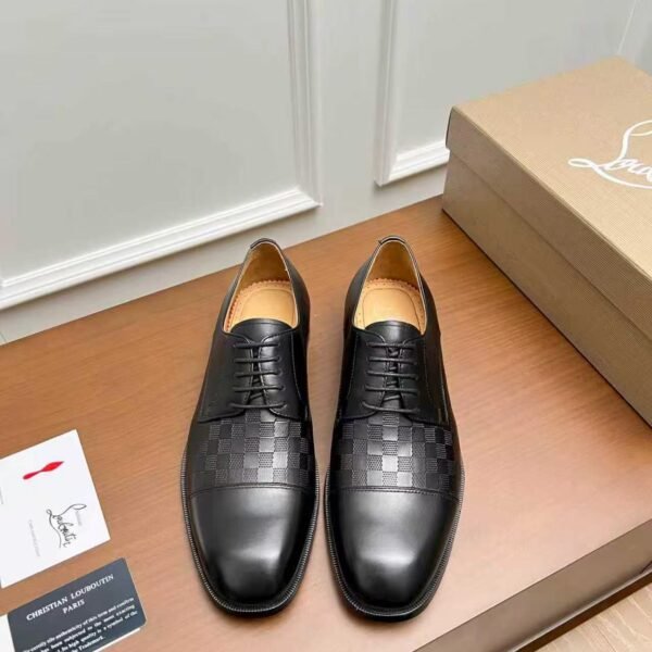Men's Black Red Bottom Derby Shoes - Patent Leather Splice Studded Loafers Luxury Dress Shoes