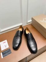 Men's Black Red Bottom Derby Shoes - Patent Leather Splice Studded Loafers Luxury Dress Shoes