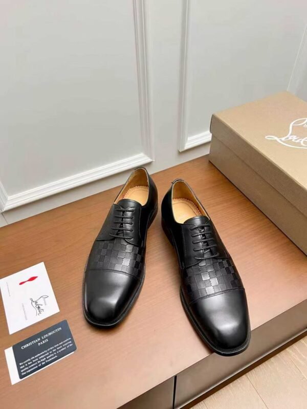 Men's Black Red Bottom Derby Shoes - Patent Leather Splice Studded Loafers Luxury Dress Shoes