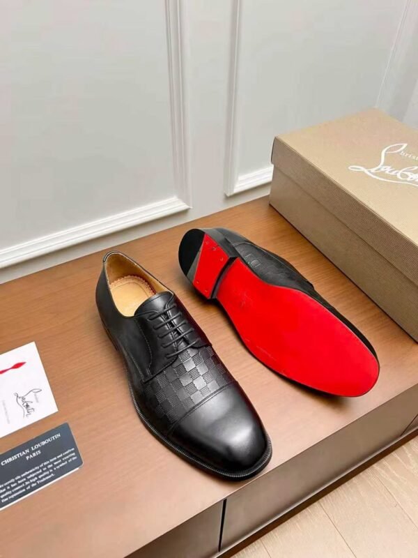 Men's Black Red Bottom Derby Shoes - Patent Leather Splice Studded Loafers Luxury Dress Shoes