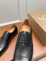 Men's Black Red Bottom Derby Shoes - Patent Leather Splice Studded Loafers Luxury Dress Shoes