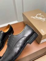 Men's Black Red Bottom Derby Shoes - Patent Leather Splice Studded Loafers Luxury Dress Shoes