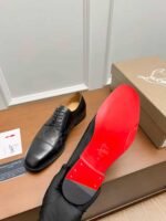 Men's Black Red Bottom Derby Shoes - Patent Leather Splice Studded Loafers Luxury Dress Shoes