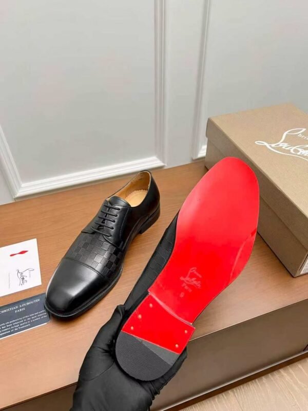 Men's Black Red Bottom Derby Shoes - Patent Leather Splice Studded Loafers Luxury Dress Shoes
