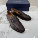 Men's Classic Dark Brown Leather Loafers - Italian Style Genuine Leather Dress Shoes