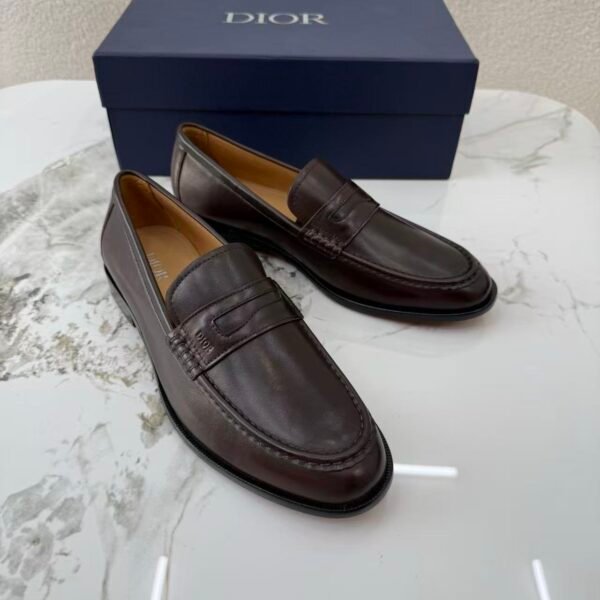 Men's Classic Dark Brown Leather Loafers - Italian Style Genuine Leather Dress Shoes