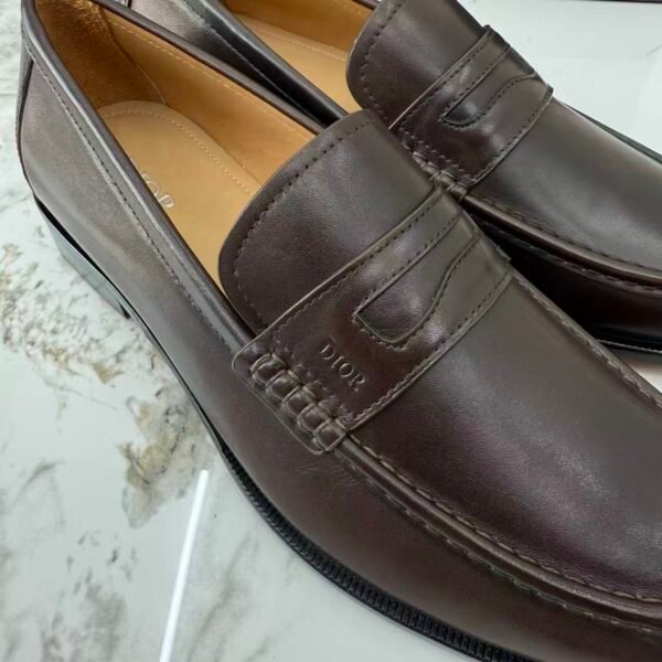 Men's Classic Dark Brown Leather Loafers - Italian Style Genuine Leather Dress Shoes