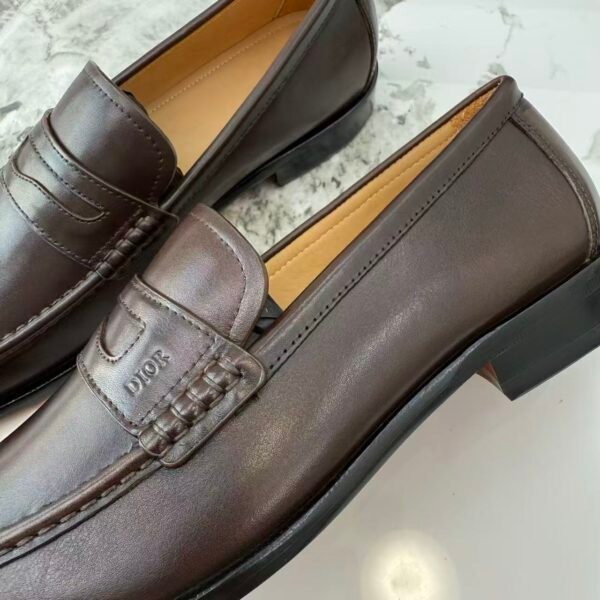 Men's Classic Dark Brown Leather Loafers - Italian Style Genuine Leather Dress Shoes