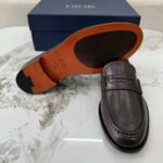 Men's Classic Dark Brown Leather Loafers - Italian Style Genuine Leather Dress Shoes